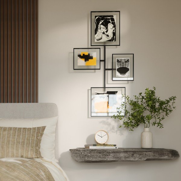 Sjajno crni metalni/stakleni viseći okvir 57x99 cm Flute – Umbra-image-4