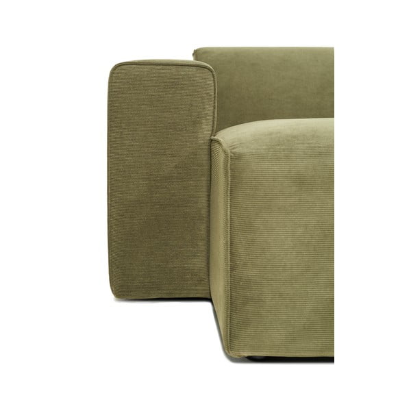 Kaki zelena baršunasta modularna sofa u obliku slova U Scandic Sting, lijevi kut-image-3