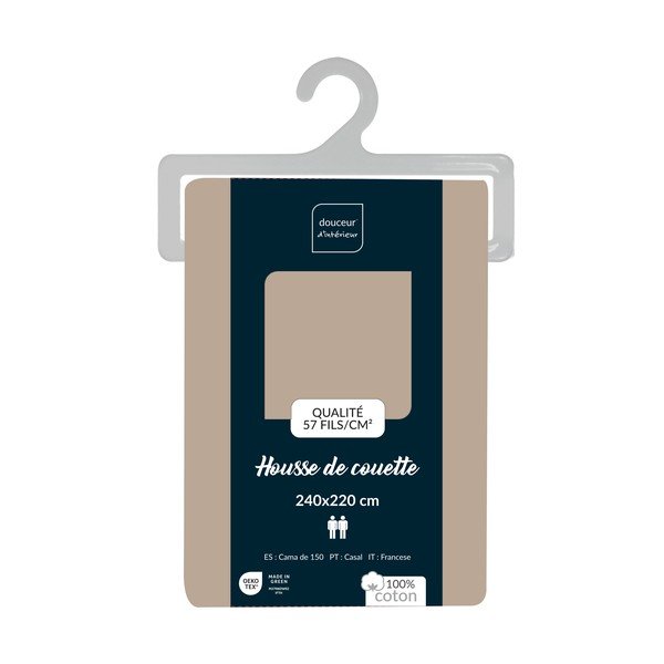 Bež pamučna navlaka za poplun za bračni krevet/za produženi krevet 240x220 cm Lina – douceur d'intérieur-image-2