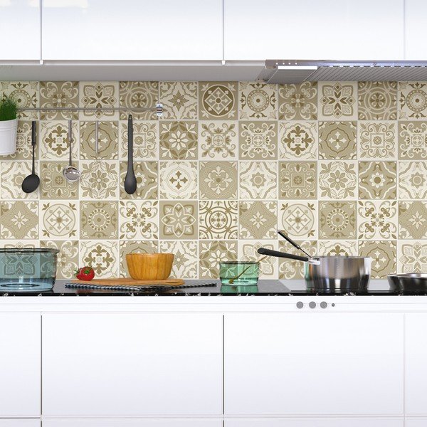 Set od 60 zidnih samoljepljivih naljepnica Ambiance Wall Decal Cement Tiles Fortunato, 15 x 15 cm-image-1