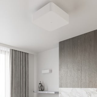 Bijela stropna svjetiljka sa staklenim sjenilom/s tekstilnim sjenilom 45x45 cm Kortez – Nice Lamps