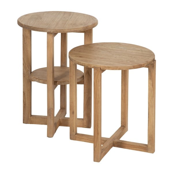 Okrugli pomoćni stol od masivne indijske lipe ø 40 cm Dala – Ixia-image-2