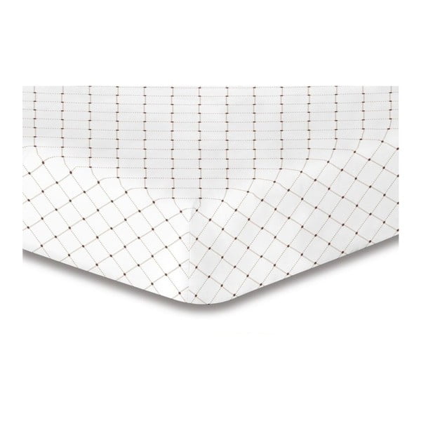 Bijela elastična plahta s DecoKing Hypnosis Calluna uzorkom, 220 x 240 cm