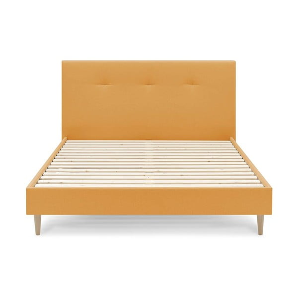 Žuti tapecirani bračni krevet s podnicom 160x200 cm Tory - Bobochic Paris-image-1