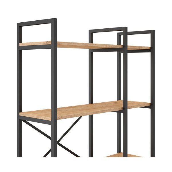 Crna/natur polica u dekoru hrasta 87,5x175 cm Dusan - Marckeric-image-4