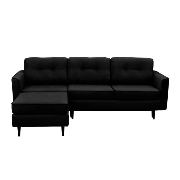 Crni kauč na razvlačenje s crnim nogama Mazzini Sofas Dragonfly, lijevi kut