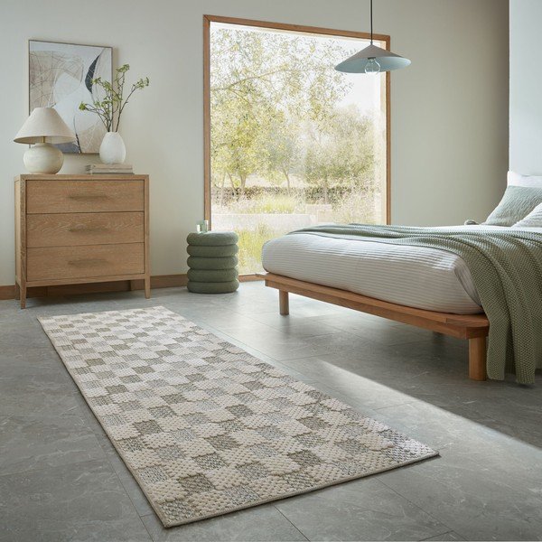 Zelena periva staza od mješavine pamuka 80x230 cm Muted Checkerboard – Flair Rugs-image-1