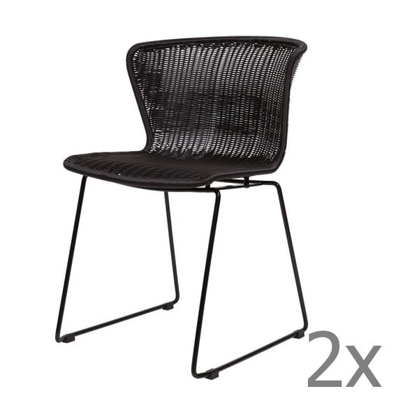 Set od 2 crne stolice pogodne za unutarnje i vanjske WOOOD Wings