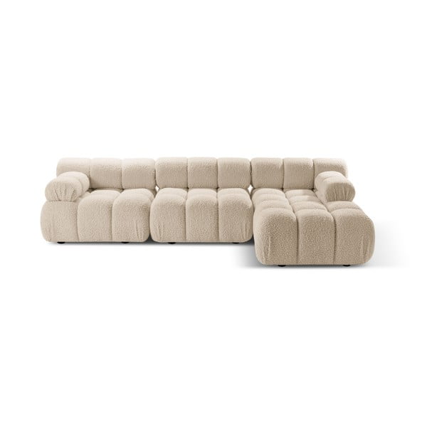 Bež kutna garnitura od bouclé tkanine (s desnim kutom) Bellis – Micadoni Home