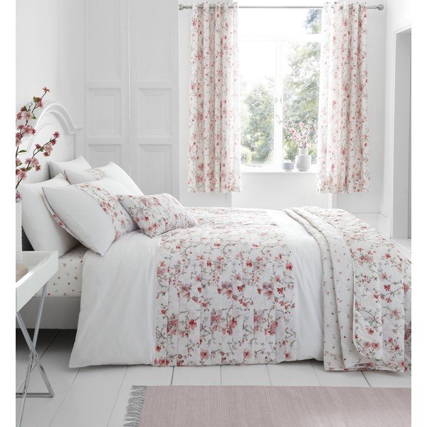 Bijelo-crvena posteljina Catherine Lansfield Jasmine Floral, 200 x 200 cm-image-3