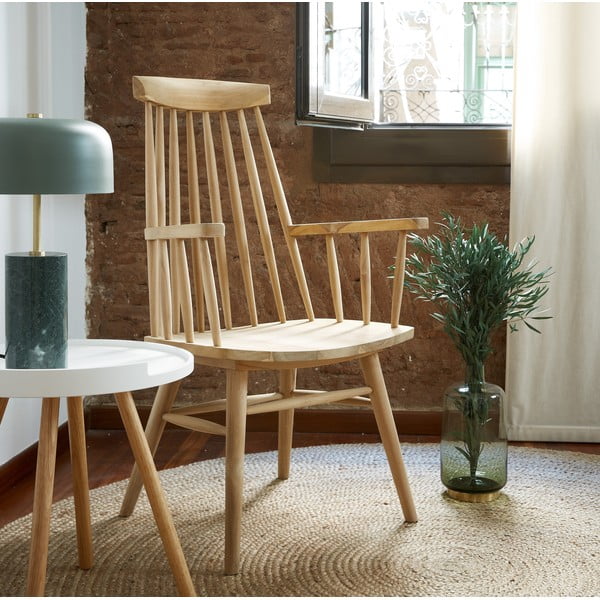 Bijeli pomoćni stolić s drvenim postoljem Kave Home Bruk-image-1