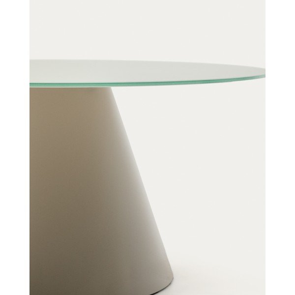 Svijetlo sivi okrugao stolić za kavu sa staklenom pločom stola ø 80 cm Wilshire – Kave Home-image-3