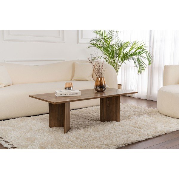 Tamno smeđi stolić za kavu u dekoru oraha 60x119 cm Sabin – Kalune Design-image-1