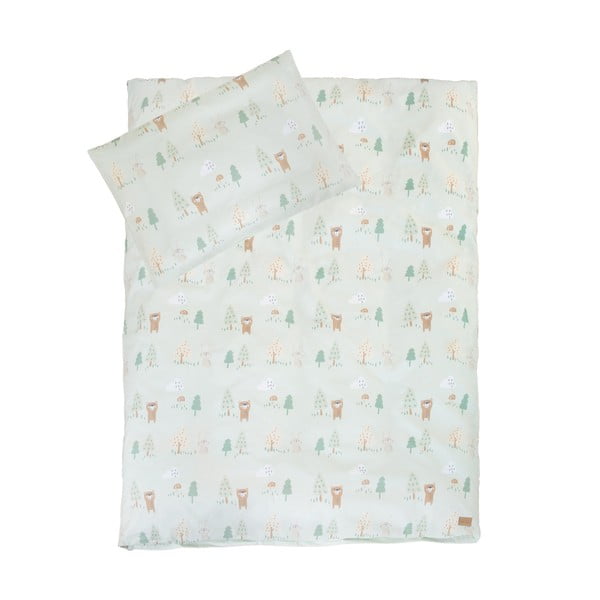 Svijetlo zelena pamučna dječja posteljina za dječji krevetić 100x135 cm Woodland Buddies – Roba-image-2