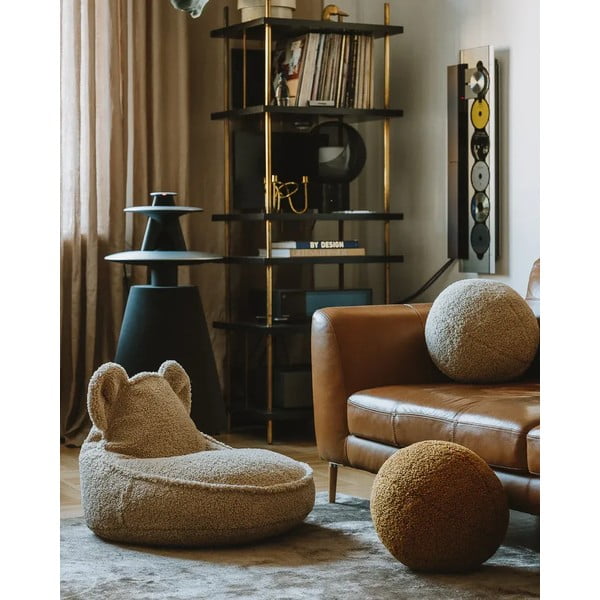 Smeđi dječji jastuk za sjedenje od bouclé tkanine Ball – Wigiwama-image-3