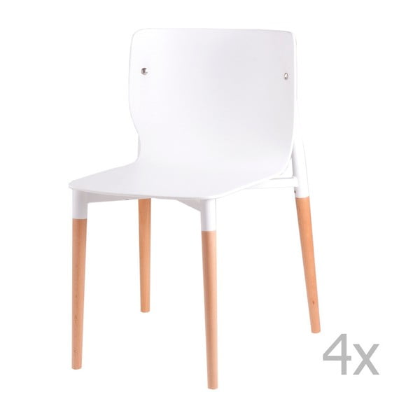 Set od 4 bijele stolice za blagovanje s drvenim nogama sømcasa Alisia