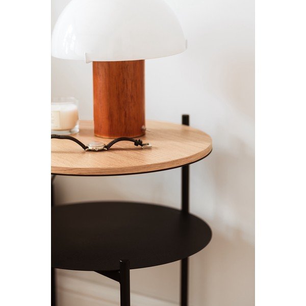 Crni/u prirodnoj boji noćni ormarić s pločom stola u dekoru hrasta Tu – noo.ma-image-3