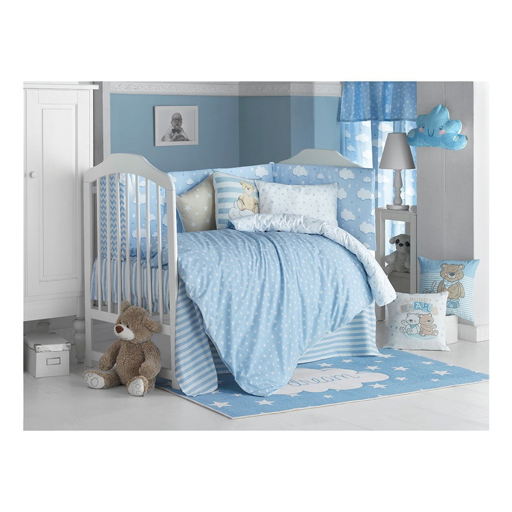 Plava pamučna posteljina za bebe s posteljinom Mike &amp; Co. NEW YORK Carino, 100 x 150 cm
