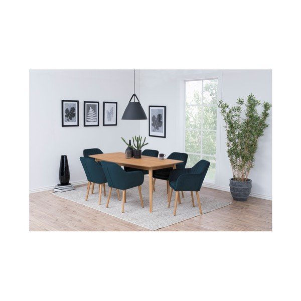 Tamno plava podstavljena blagovaonska stolica s naslonima za ruke Emilia – Actona-image-1