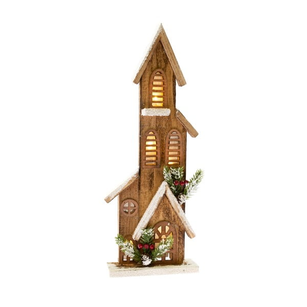 Drveni ukras u obliku kućice sa Dakls svjetlom, visina 40 cm