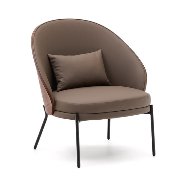 Smeđa fotelja od imitacije kože Eamy – Kave Home-image-2