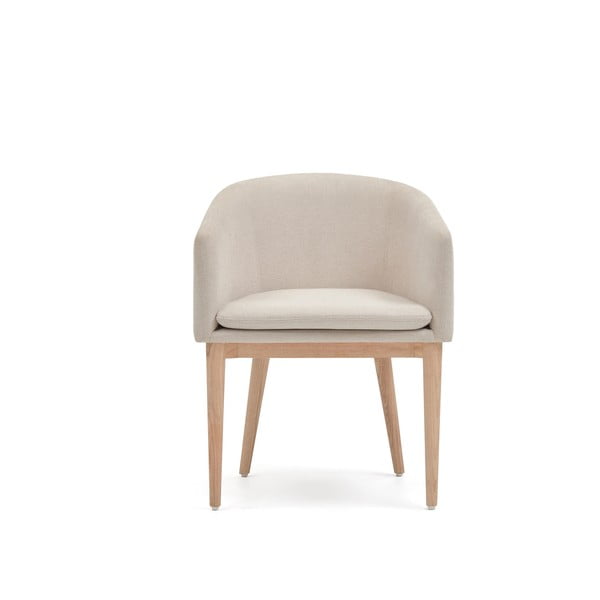 Krem podstavljena blagovaonska stolica s naslonima za ruke Harlan – Kave Home-image-4