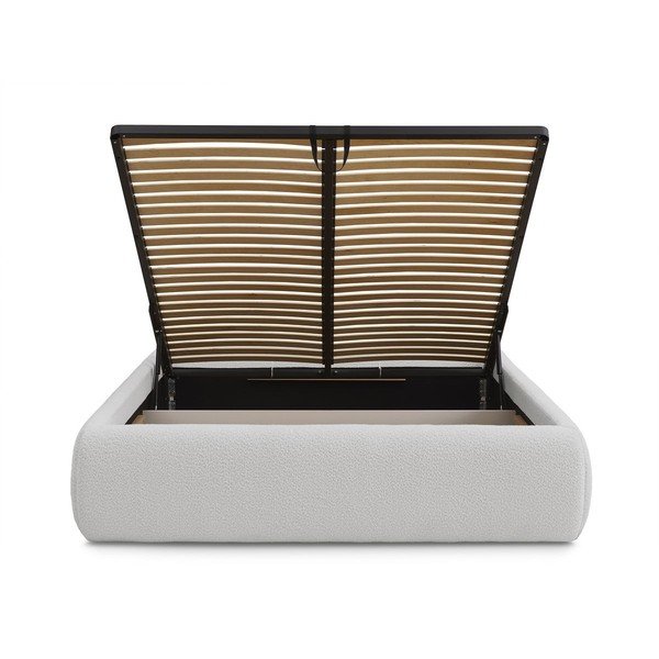 Svijetlo sivi tapecirani bračni krevet s prostorom za odlaganje/bez uzglavlja s podnicom 160x200 cm Inera – Bobochic Paris-image-4