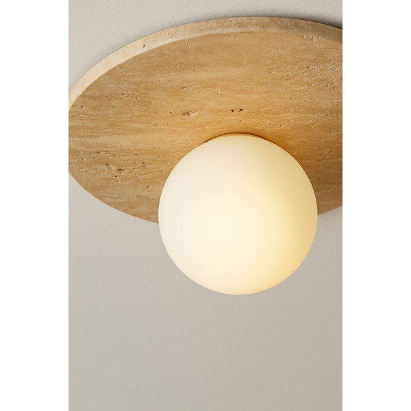 Bež stropna svjetiljka od kamenine sa staklenim sjenilom ø 12 cm Hilde – Opviq lights-image-4