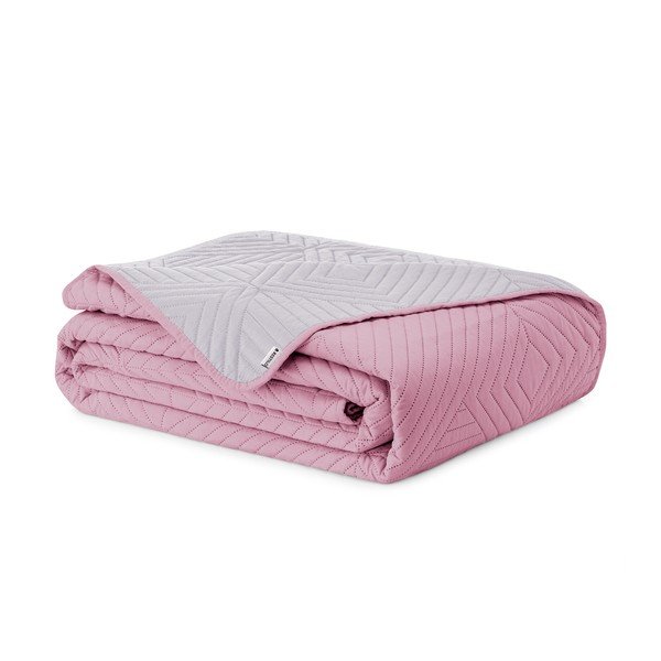 Ružičasti/svijetlo sivi prošiven prekrivač od mikrovlakana 240x260 cm Softa – Restilo