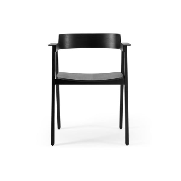 Crna blagovaonska stolica s naslonima za ruke od punog hrasta Flip – Gazzda-image-2