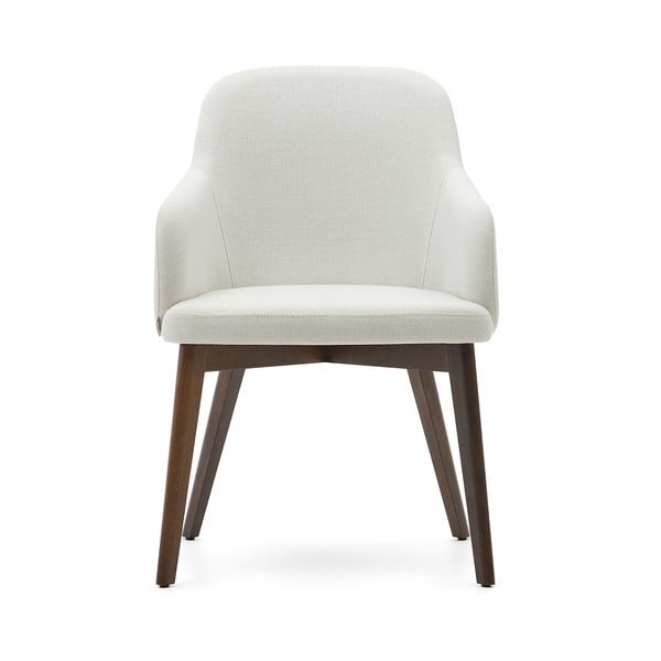 Krem podstavljena blagovaonska stolica s naslonima za ruke Nelida – Kave Home-image-4