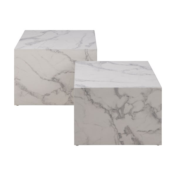 Bijeli stolići za kavu u setu 2 kom u mramornom dekoru 58x58 cm Dice – Actona-image-4