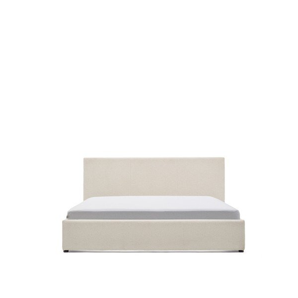 Bež tapecirani bračni krevet s prostorom za odlaganje s podnicom 160x200 cm Nahiri – Kave Home-image-4