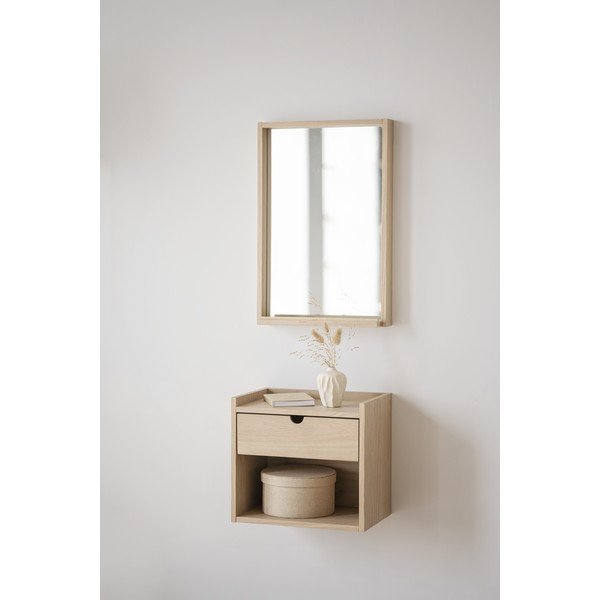 Viseći/s policama noćni ormarić od punog hrasta u prirodnoj boji Hillmond – Rowico-image-1