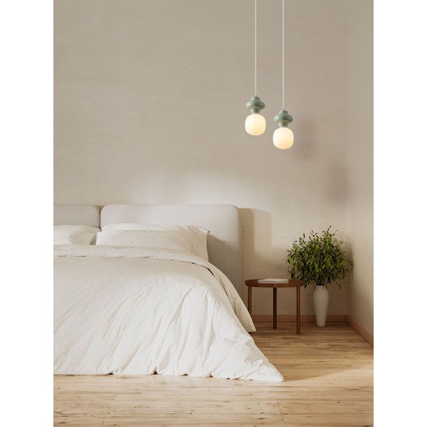 Bijela/svijetlo zelena viseća svjetiljka keramička sa staklenim sjenilom ø 18 cm Clio – Nova Luce-image-4