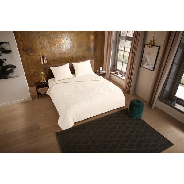 Krem posteljina za bračni krevet/za produženi krevet od mikrovlakana 200x220 cm Pure Zigzag – Good Morning-image-3