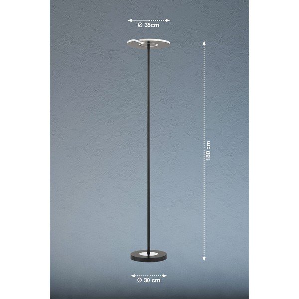 Crna LED stojeća svjetiljka s mogućnosti zatamnjivanja sa staklenim sjenilom (visina 180 cm) Dent – Fischer & Honsel-image-2