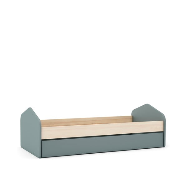 Dječji krevet u dekoru bora s dodatnim ležajem s prostorom za odlaganje s podnicom 90x200 cm u prirodnoj boji/prljavo zeleni Estefania – Marckeric-image-3