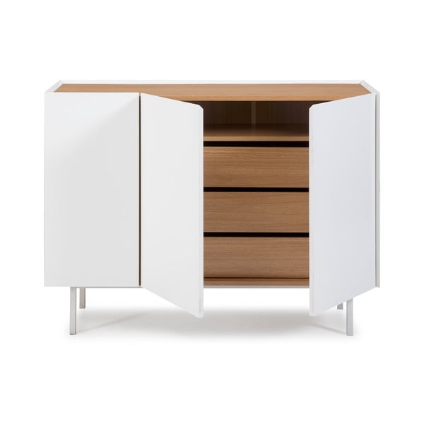 Bijela niska komoda u dekoru hrasta 110x85 cm Arista – Teulat-image-3