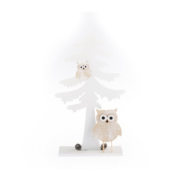 Bijeli drveni ukras Dakls Owly Tree