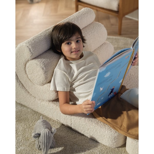 Krem dječja fotelja od bouclé tkanine Flipster – Wigiwama-image-1