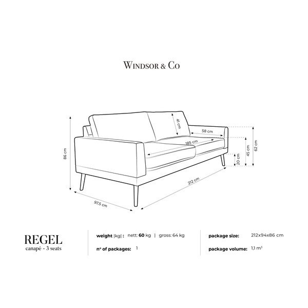 Tamno siva trosjeda trosjed Windsor &amp; Co Sofas Rigel-image-4