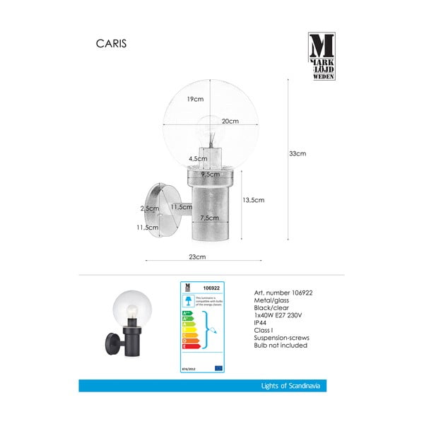 Crna zidna svjetiljka Markslöjd Caris-image-2