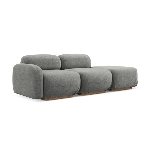 Siva ležaljka od bouclé tkanine (s desnim kutom) Ailani – Makamii-image-2