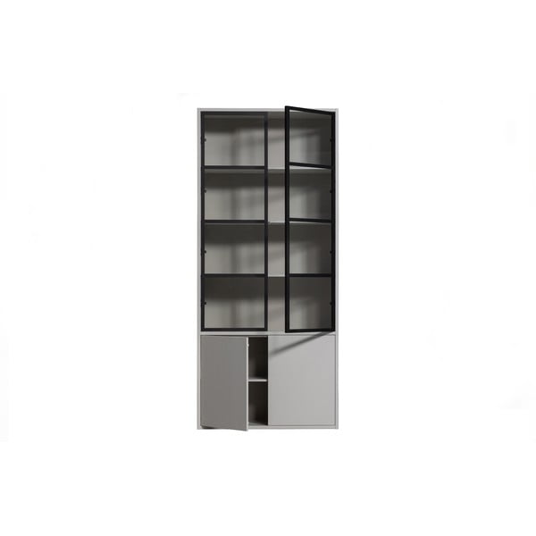 Svijetlo siva vitrina od masivnog bora 101x230 cm Basic – vtwonen-image-4