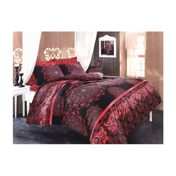 Crvena posteljina za krevet Chantal za jednu osobu, 160 x 220 cm