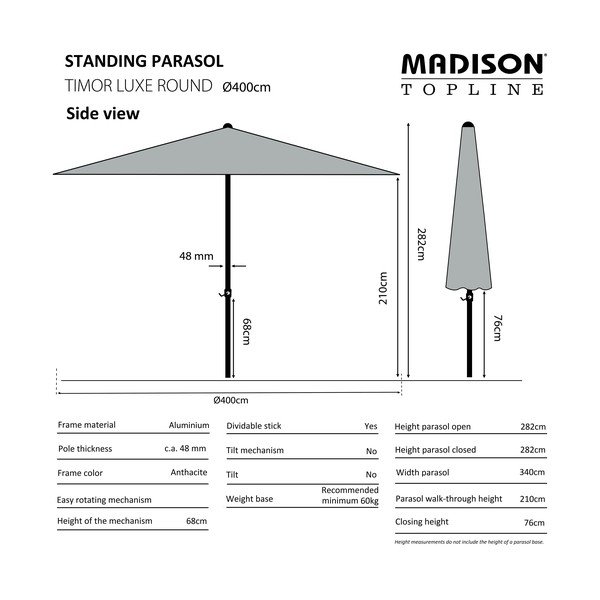Zeleni suncobran ø 400 cm Timor - Madison-image-1
