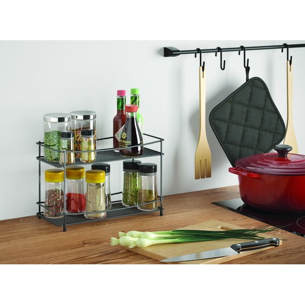 Crni dvoetažni stalak za začine Metaltex Lava -image-1