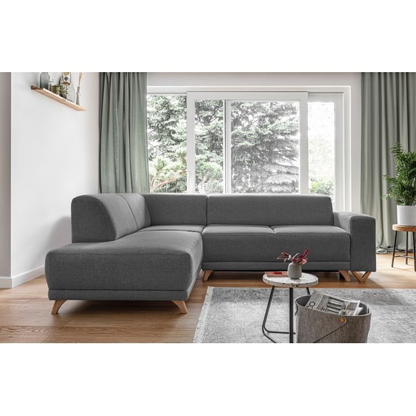 Siva sklopiva/s prostorom za odlaganje kutna garnitura (s lijevim kutom/u obliku slova L) Classy Sophie – Miuform-image-1