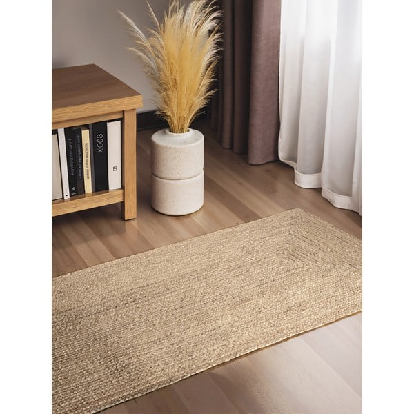 Obostrana/ručno rađena jutena staza u svijetloj prirodnoj boji 80x200 cm Sharmila Natural White – Hanse Home-image-1
